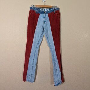 Customized Wrangler Mixed Media Skinny Jeans Corduroy Midrise Indie